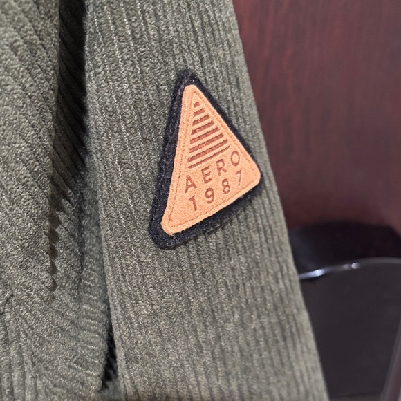 Aeropostale Green Corduroy Jacket with Tan Lining M - Picture 3 of 4